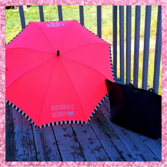 Vintage Victoria’s Secret Pink & Black Umbrella NWT - Picture 1 of 4
